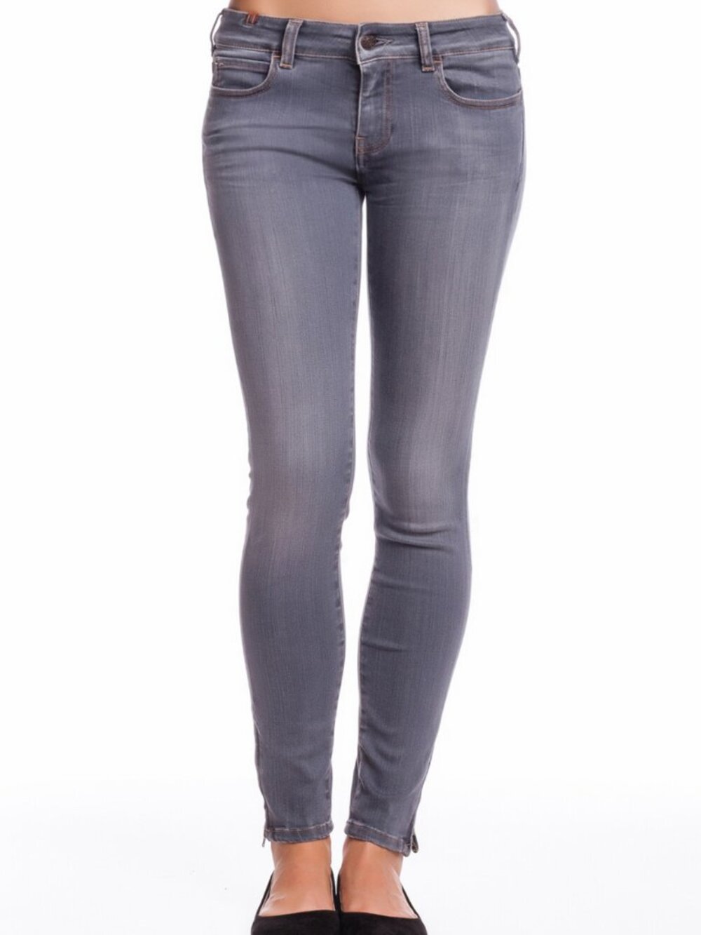 Notify Bamboo 75 Denim WTD759 Lowrise Skinny Jeans Ankle Zipper Grey Used Wash